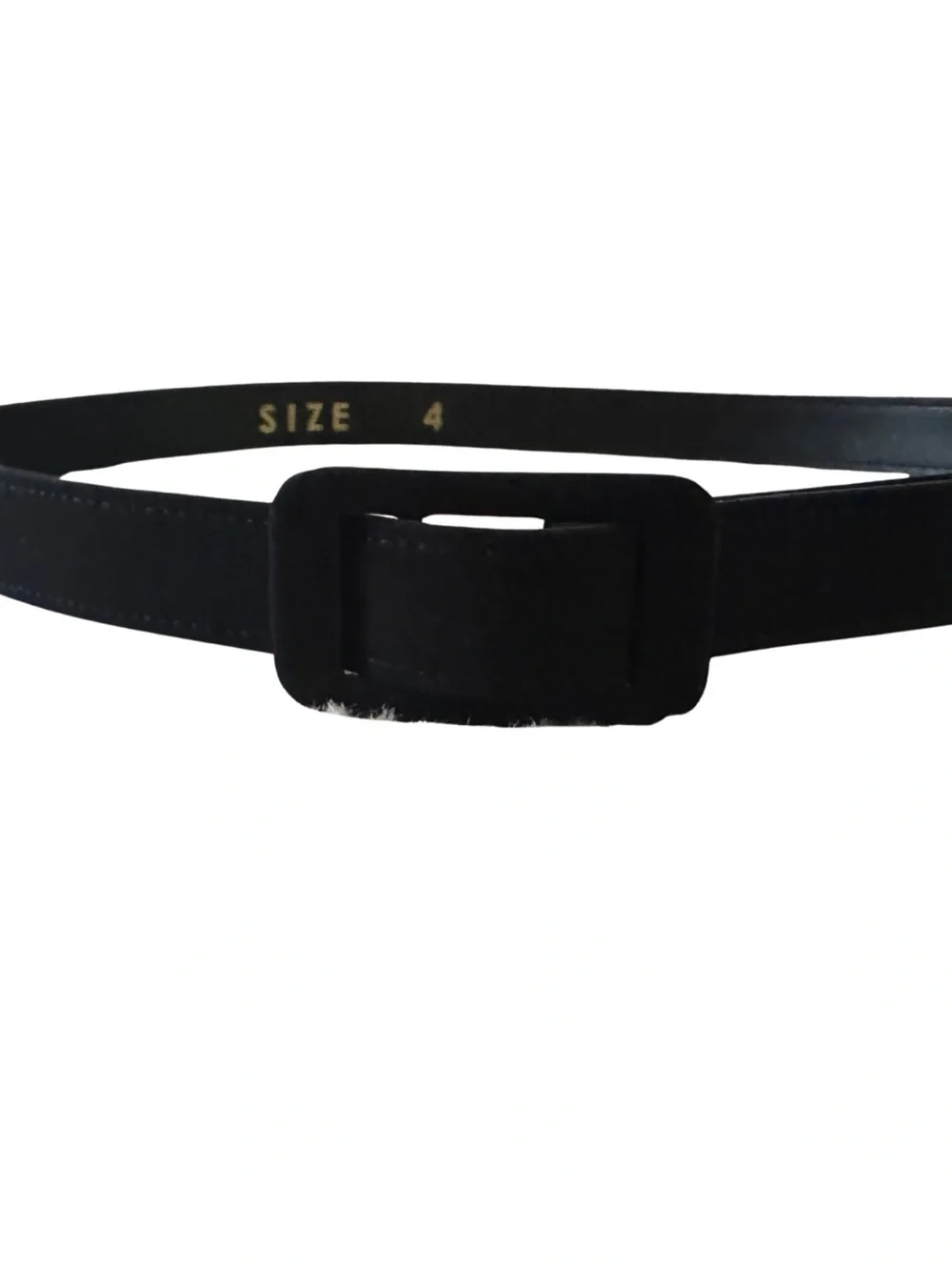 Black Leather Belt with Rectangle Buckle